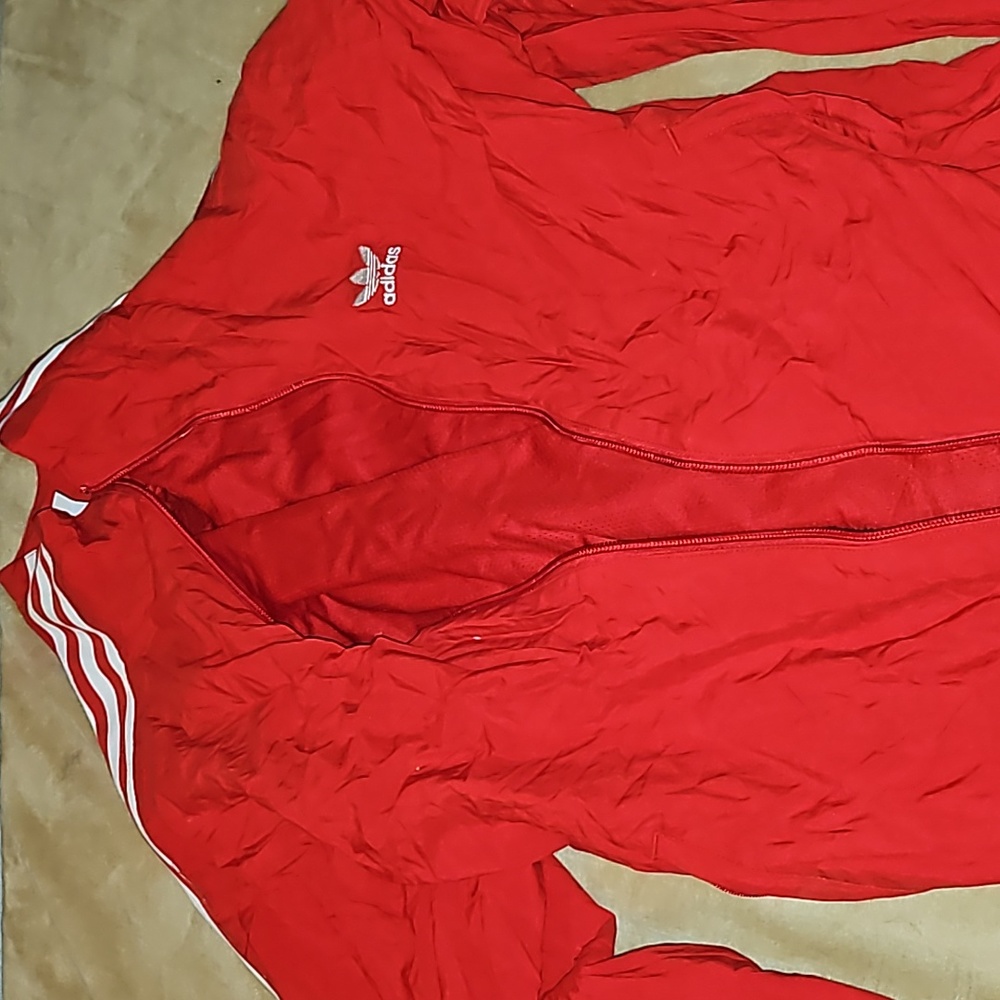 adidas red windbreaker track jacket xs